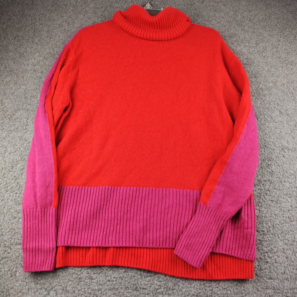Summersalt Wool Cashmere Sweater Sz Large Turtleneck Red Pink